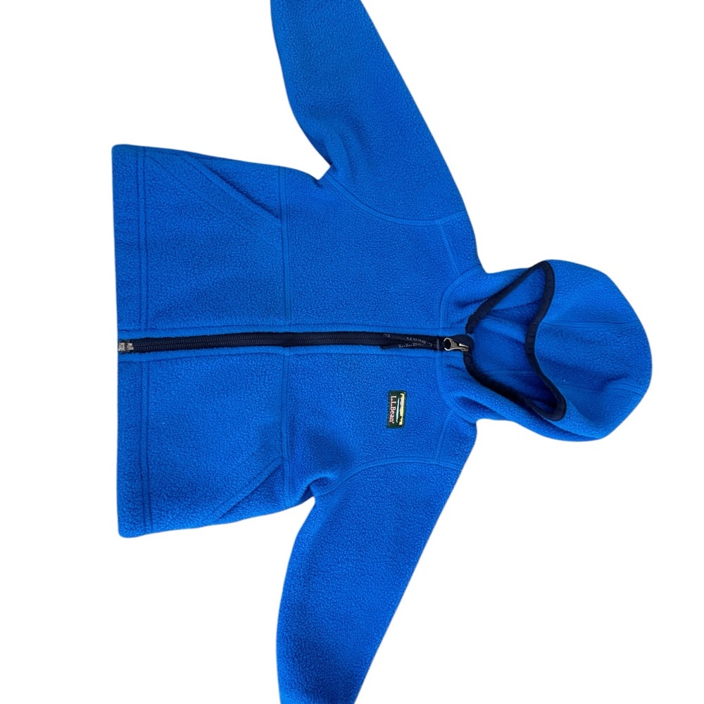 L.L. Bean Blue and Black Fleece Hooded Jacket with Full Zipper
